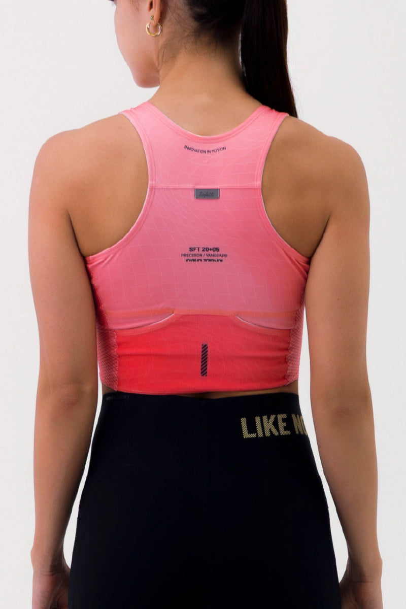 Top Corrida Fem Cropped Pocket Cherry
