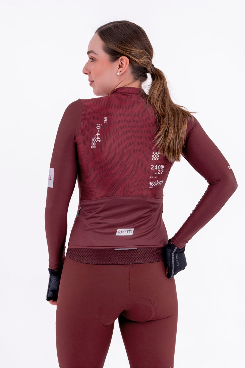 Jersey Manga Longa Feminina Solid Leggero Plumwine