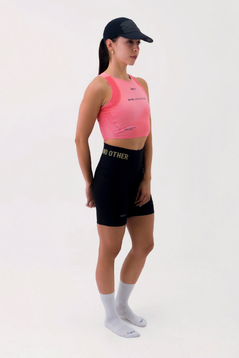 Top Corrida Fem Cropped Pocket Cherry