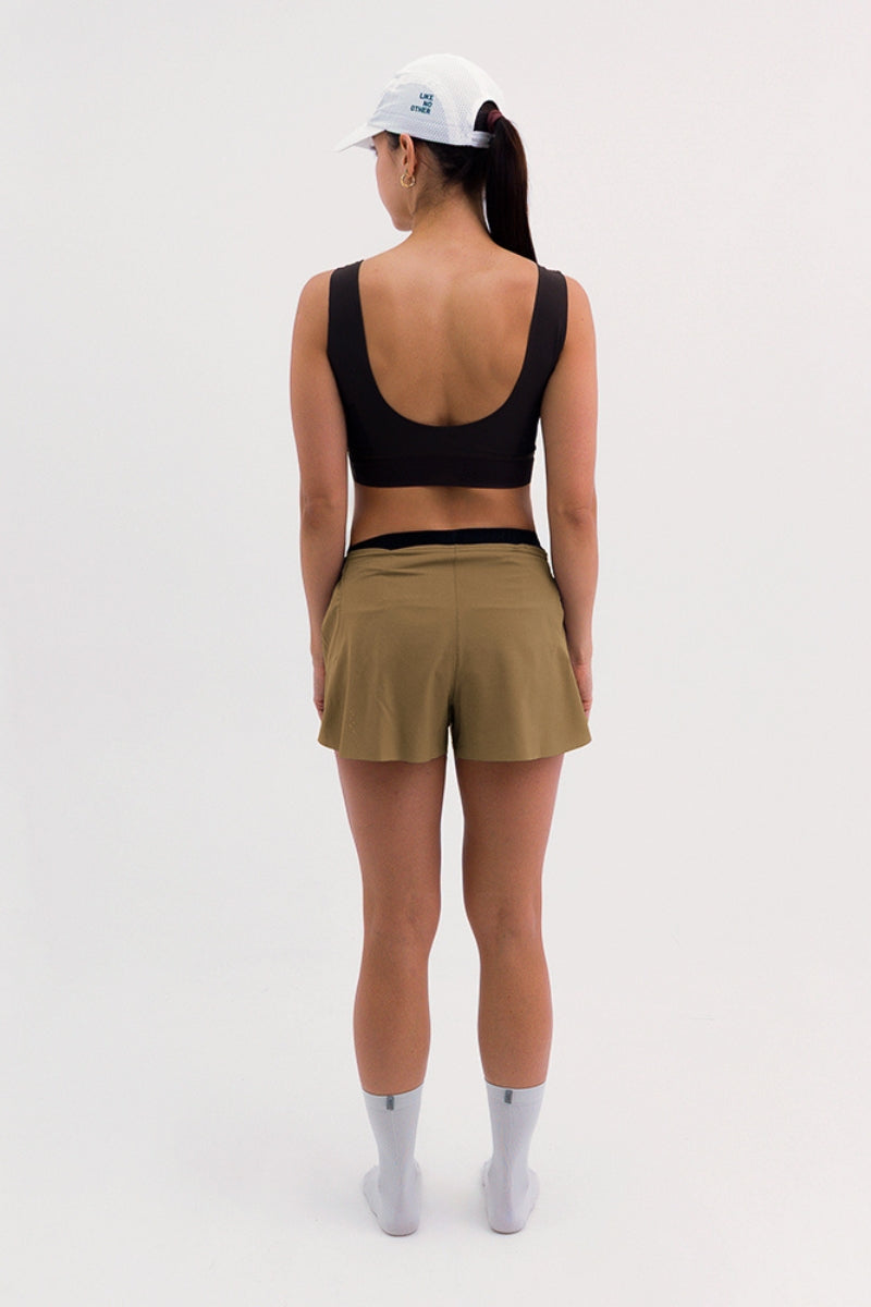Short de Corrida Feminino Flow Marrom