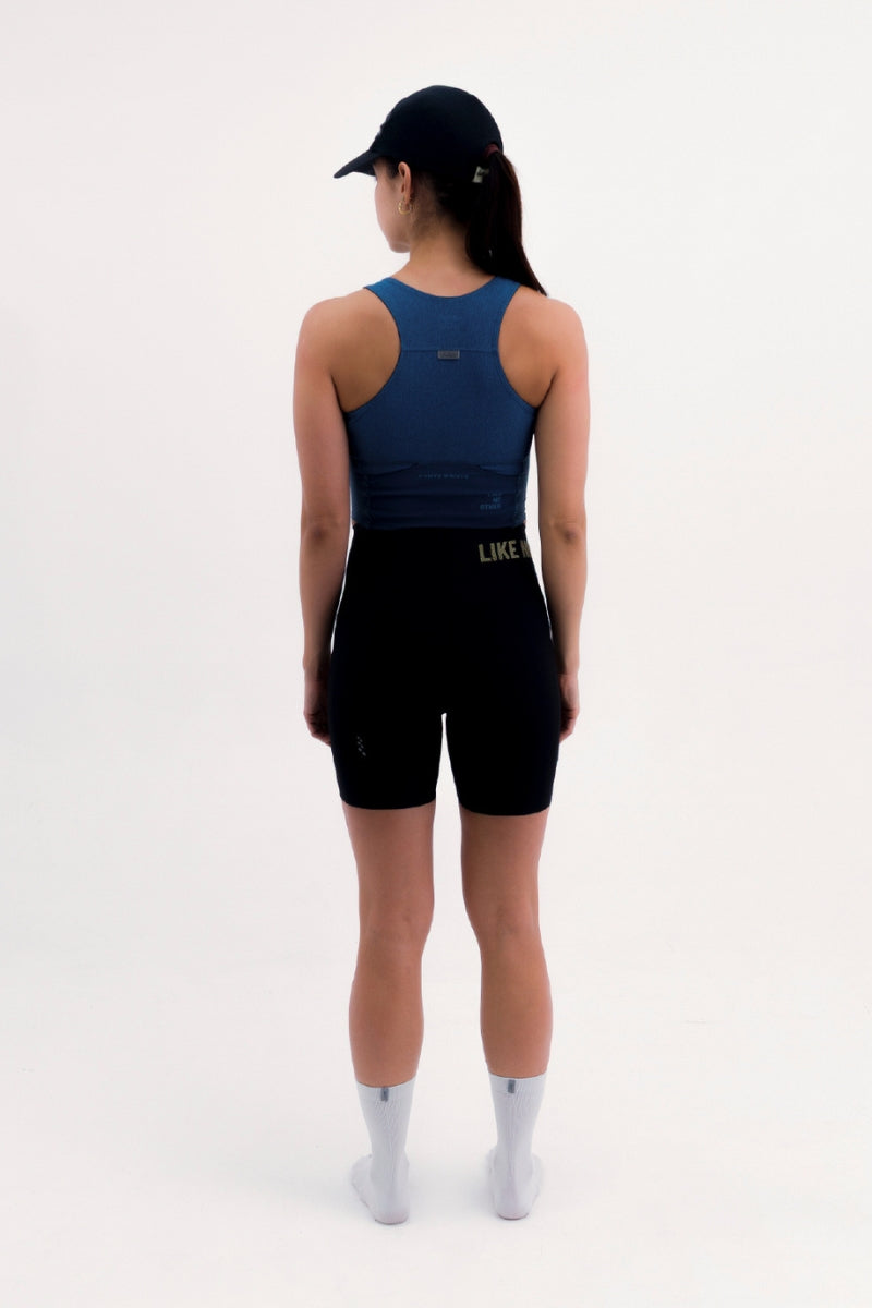 Top Corrida Fem Cropped Pocket Blue