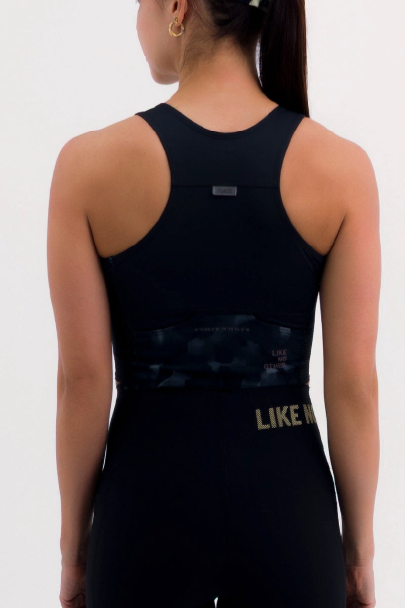 Top Corrida Fem Cropped Pocket Black