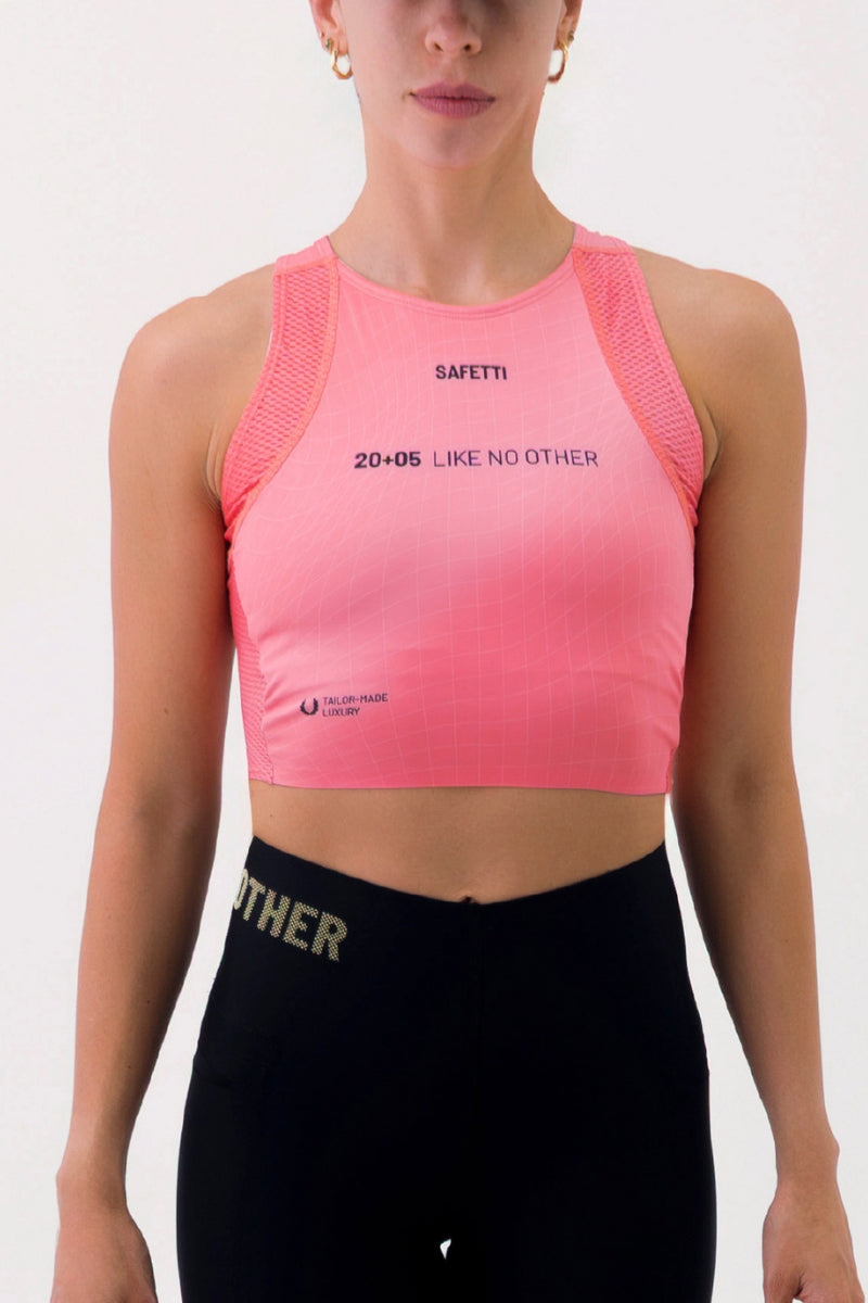 Top Corrida Fem Cropped Pocket Cherry