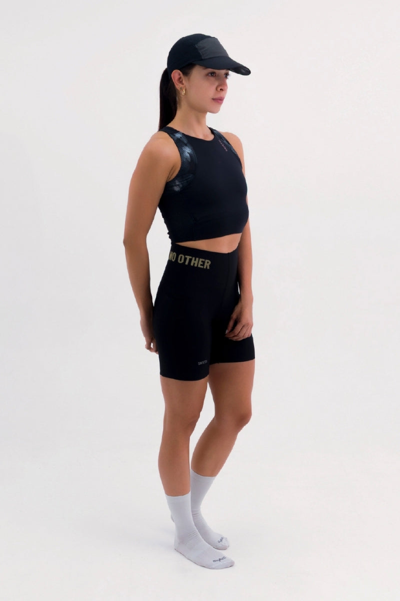 Top Corrida Fem Cropped Pocket Black