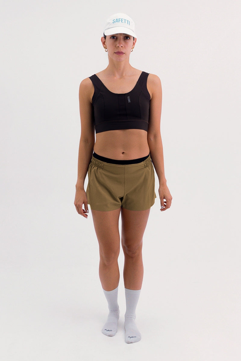Short de Corrida Feminino Flow Marrom